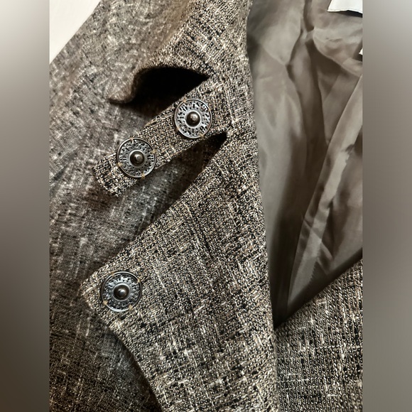 Women’s DONCASTER Silk Blend Brown Gray Patterned Button Jacket. Size 10. - Picture 4 of 7